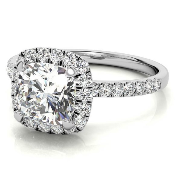 7mm-1.50Ct Cushion Moissanite Ring & Lab Diamond - Picture 4 of 8